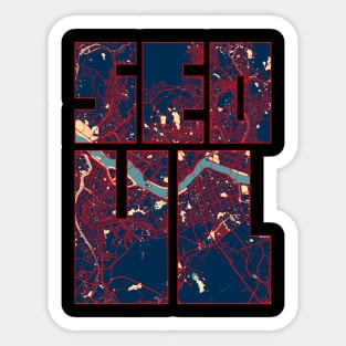 Seoul, South Korea City Map Typography - Hope Sticker